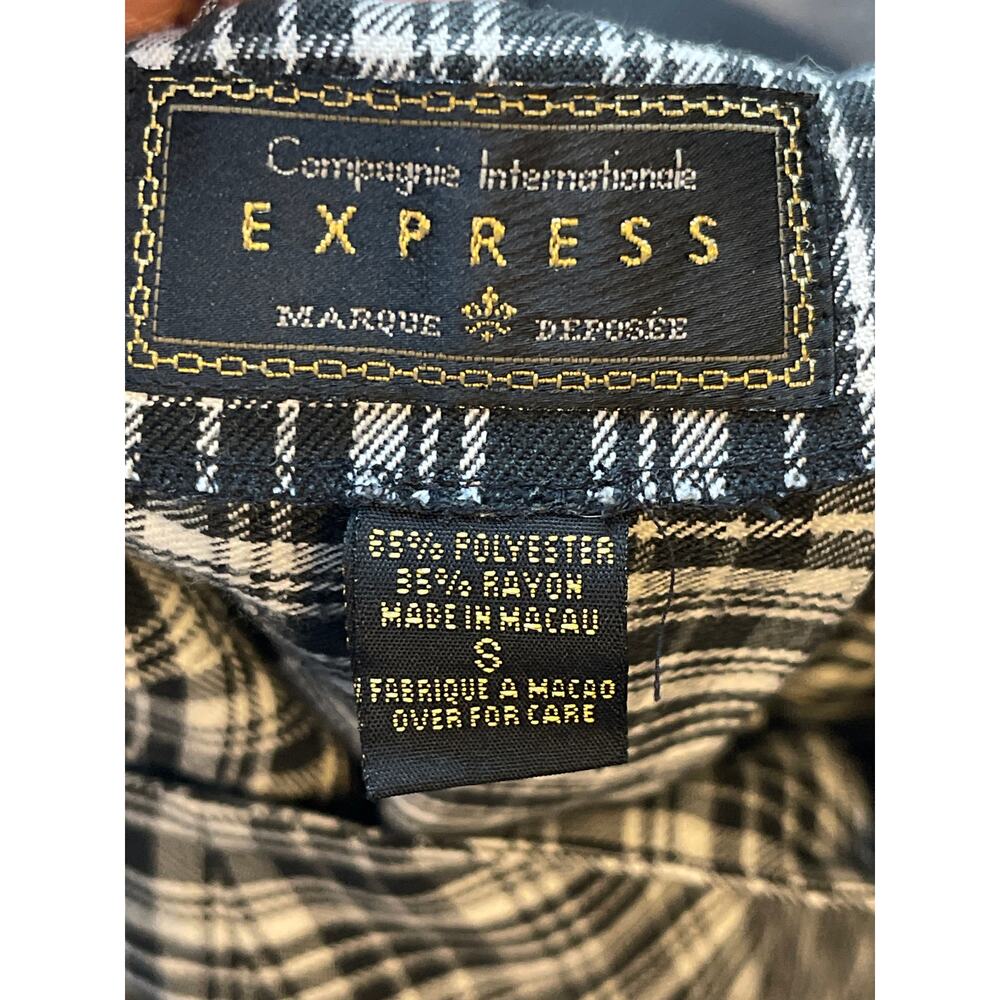VTG Y2K Express Black/White Plaid School Girl Wrap Mini Skirt Women's Size Small - Picture 6 of 6